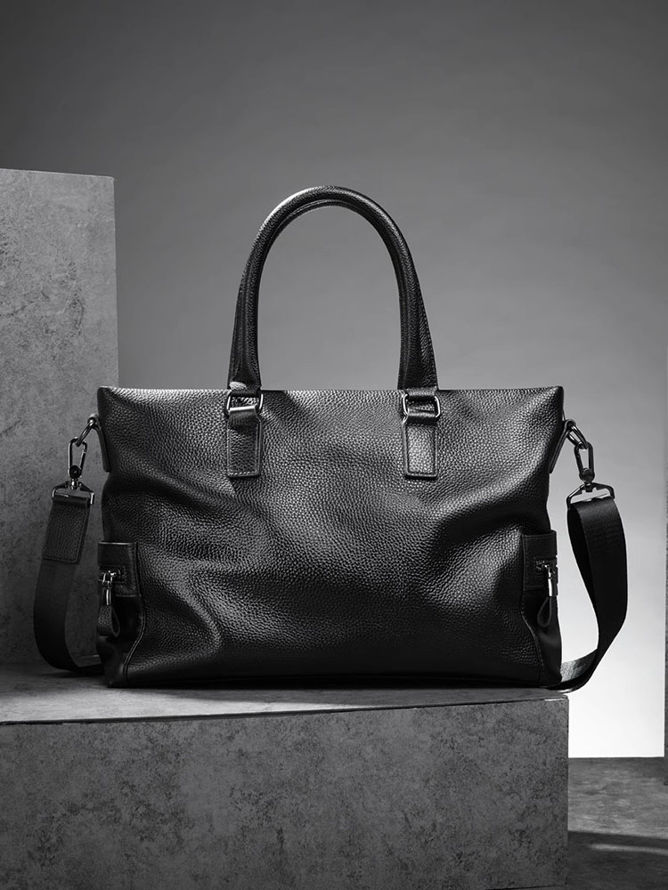 轻奢男士真皮手提公文包商务休闲斜挎包软皮电脑包大容量牛皮男包